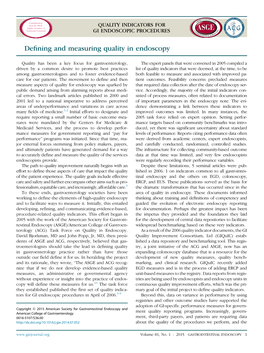 Defining and Measuring Quality in Endoscopy