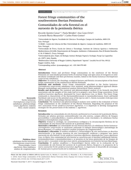 Forest Fringe Communities of the Southwestern Iberian Peninsula