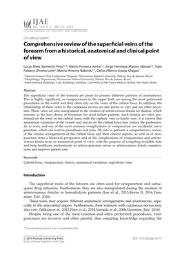 Comprehensive Review of the Superficial Veins of the Forearm from a Historical, Anatomical and Clinical Point of View