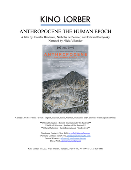 Anthropocene:The Human Epoch