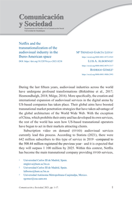 Netflix and the Transnationalization of the Audiovisual Industry in the Ibero