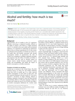 Alcohol and Fertility: How Much Is Too Much? Kristin Van Heertum* and Brooke Rossi