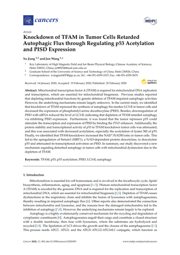 Knockdown of TFAM in Tumor Cells Retarded Autophagic Flux Through Regulating P53 Acetylation and PISD Expression