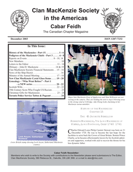 Clan Mackenzie Society in the Americas Cabar Feidh the Canadian Chapter Magazine