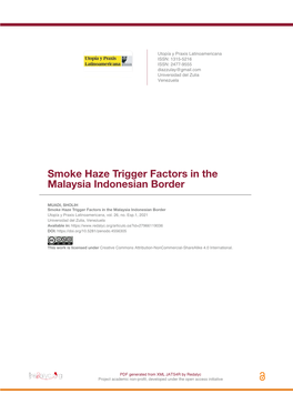 Smoke Haze Trigger Factors in the Malaysia Indonesian Border