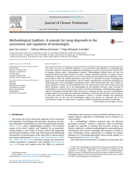 Methodological Luddism: a Concept for Tying Degrowth to the Assessment and Regulation of Technologies