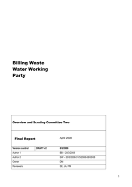 Billing Waste Water Working Party