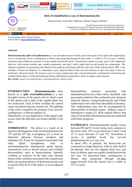 227 INTRODUCTION: Diastematomyelia (Also Known As a Split Cord Malformation) Is a Rare Dysraphic Lesion of the Spinal Cord in W