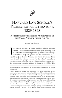 Harvard Law School's Promotional Literature, 1829-1848