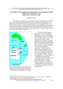 Concordia: a New Permanent, International Research Support Facility High on the Antarctic Ice Cap