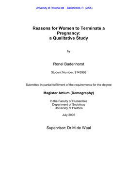 Reasons for Women to Terminate a Pregnancy: a Qualitative Study