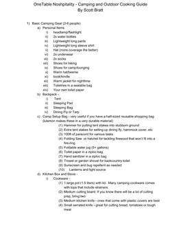 Onetable Noshpitality - Camping and Outdoor Cooking Guide by Scott Bratt