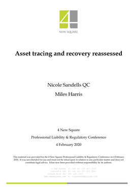 Asset Tracing and Recovery Reassessed