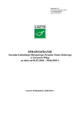 Sprawozdanie Z Działalności Zarządu Za Sezon 2018/2019