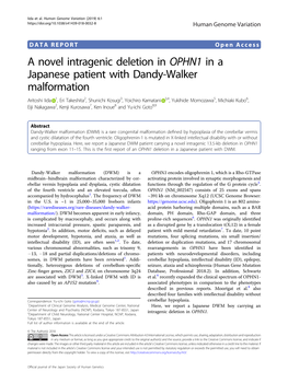 A Novel Intragenic Deletion in OPHN1 in a Japanese Patient with Dandy