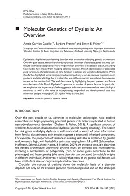 Molecular Genetics of Dyslexia: an Overview