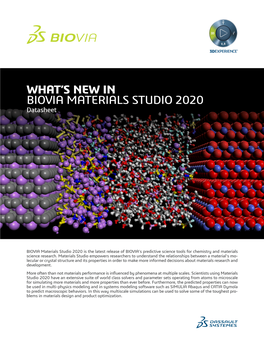 What's New in Biovia Materials Studio 2020
