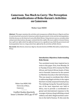 The Perception and Ramifications of Boko Haram's Activities on Cameroon