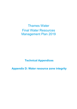 D: Water Resource Zone Integrity