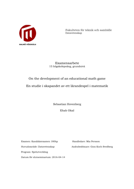 Examensarbete on the Development of an Educational Math