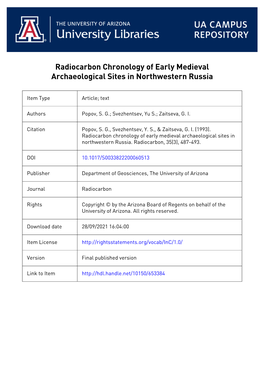 Radiocarbon Chronology of Early Medieval Archaeological Sites in Northwestern Russia