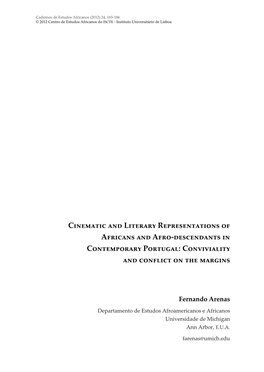 Cinematic and Literary Representations of Africans and Afro-Descendants in Contemporary Portugal: Conviviality and Conflict on the Margins