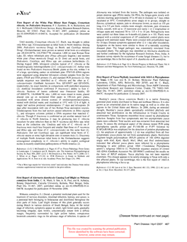 First Report of the White Pine Blister Rust Fungus, Cronartium Ribicola, On