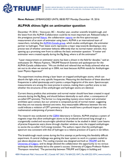 ALPHA Shines Light on Antimatter Question