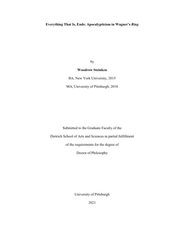 Apocalypticism in Wagner's Ring by Woodrow Steinken BA, New York