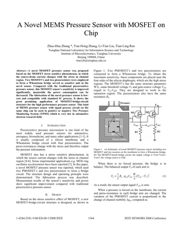 A Novel MEMS Pressure Sensor with MOSFET on Chip