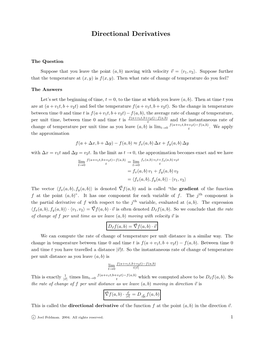 Directional Derivatives