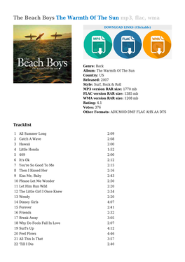 The Beach Boys the Warmth of the Sun Mp3, Flac, Wma