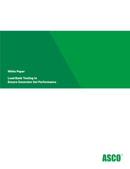 ASCO White Paper | Load Bank Testing to Ensure Generator Set