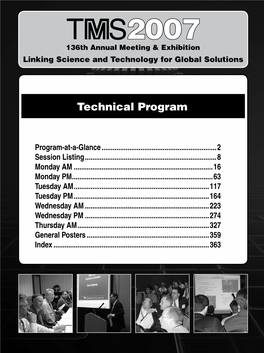 2007 136Th Annual Meeting & Exhibition Linking Science and Technology for Global Solutions