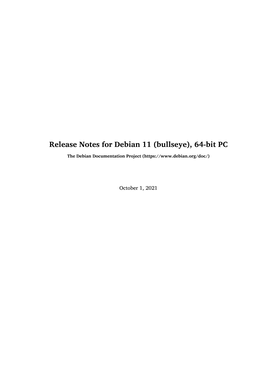 Release Notes for Debian 11 (Bullseye), 64-Bit PC