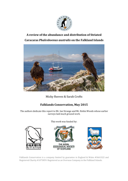 A Review of the Abundance and Distribution of Striated Caracaras Phalcoboenus Australis on the Falkland Islands Micky Reeves &Am