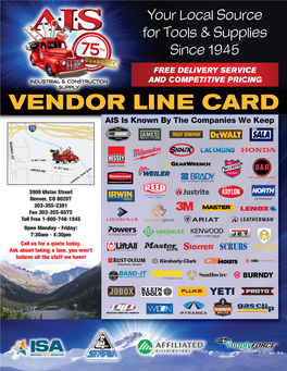 VENDOR LINE CARD Due to Back-Ordered Parts
