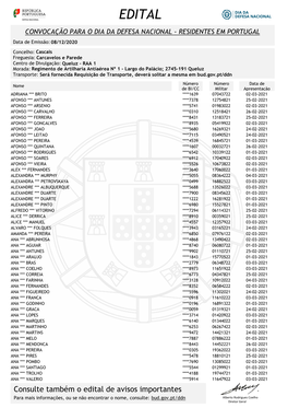 Edital – Convocação Para O Dia Da Defesa Nacional