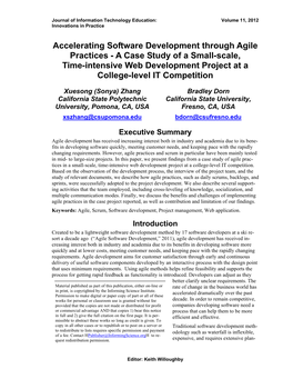 Accelerating Software Development Through Agile Practices - a Case Study of a Small-Scale, Time-Intensive Web Development Project at a College-Level IT Competition