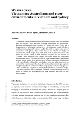 WATERBORNE: Vietnamese Australians and River Environments in Vietnam and Sydney