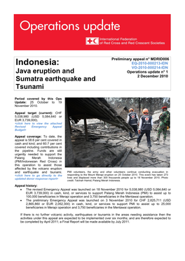 Indonesia: EQ-2010-000213-IDN VO-2010-000214-IDN Java Eruption and Operations Update N° 1 2 December 2010 Sumatra Earthquake And