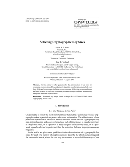 Selecting Cryptographic Key Sizes