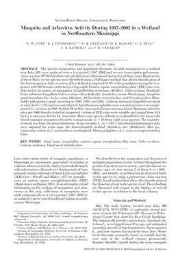 Mosquito and Arbovirus Activity During 1997–2002 in a Wetland in Northeastern Mississippi