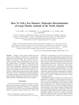 How to Tell a Sea Monster: Molecular Discrimination of Large Marine Animals of the North Atlantic