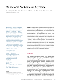 Monoclonal Antibodies in Myeloma