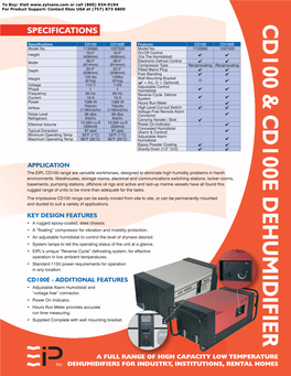 Cd100 & Cd100e Dehumidifier