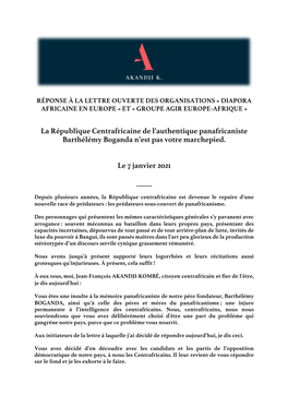 La République Centrafricaine De L'authentique Panafricaniste