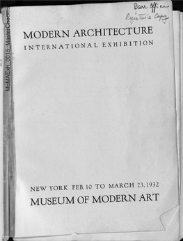 MODERN ARCHITECTURE INTERNATIONAL EXHIBITION I, Momaexh 0015 Masterchecklist