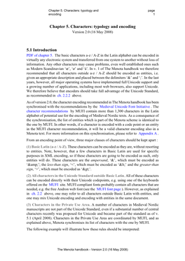 Chapter 5. Characters: Typology and Page Encoding 1