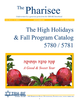 The High Holidays & Fall Program Catalog 5780 / 5781
